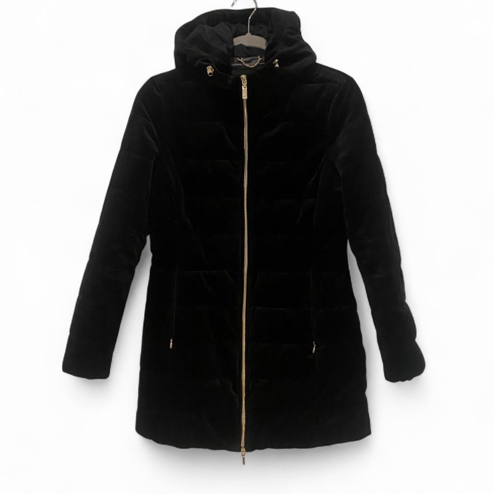 GEOX BLACK VELVET PUFFER JACKET IN SCHWARZ SIZE Rm4
